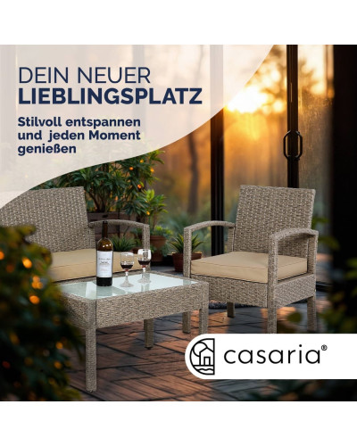 Polyrattan Lounge Set 4-tlg. Gartenmöbel Gruppe Creme